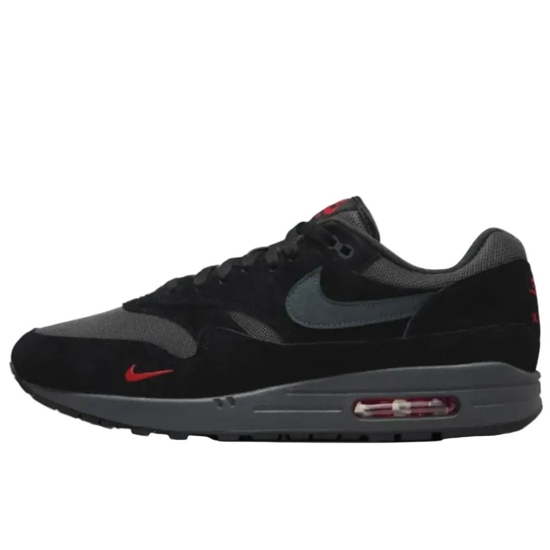 Nike Air Max 1 Black Anthracite University Red, pogled sa strane